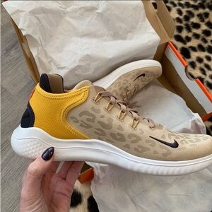 Nike Women's Vibrant Yellow and Beige Sneakers